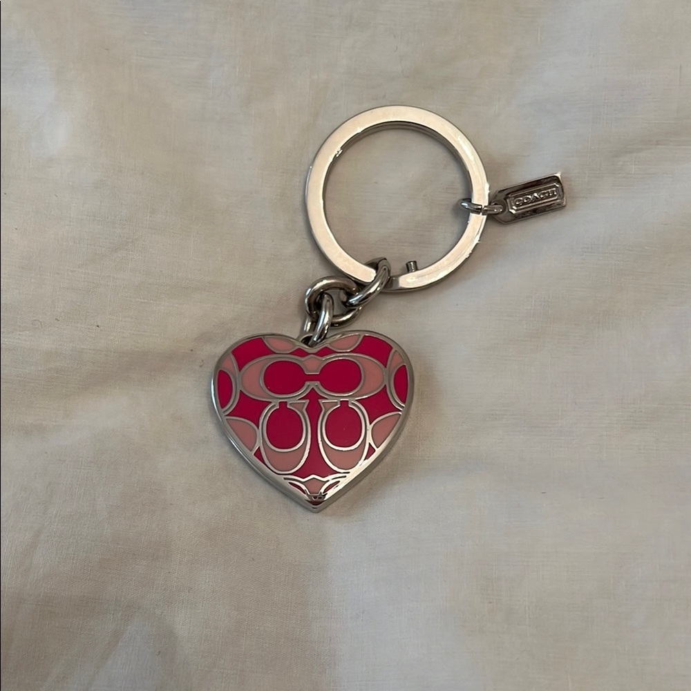 Coach Pink Heart Keychain